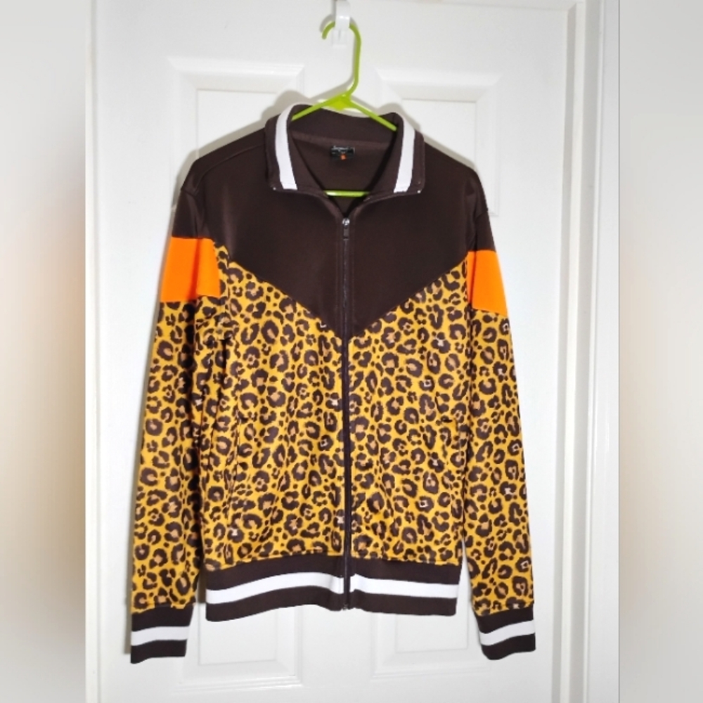 Warm Up Jacket Animal Print Screenshot Full Zip Men's Small